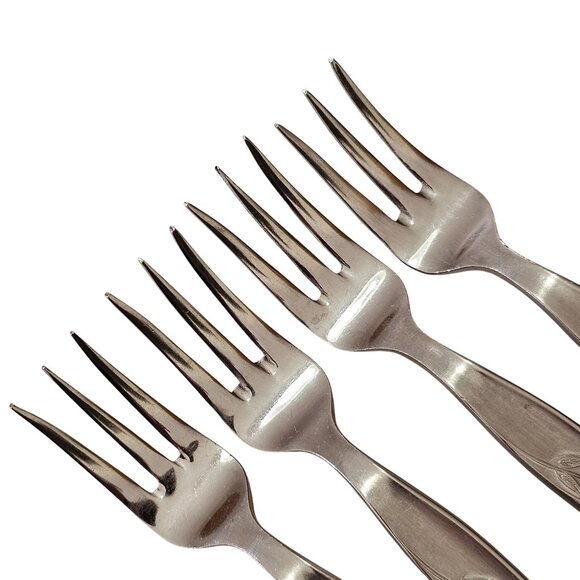 Elden Vintage Flower Cocktail Fork Stainless 5.5" Rose Midcentury Colonial EDL5 - Picture 4 of 8